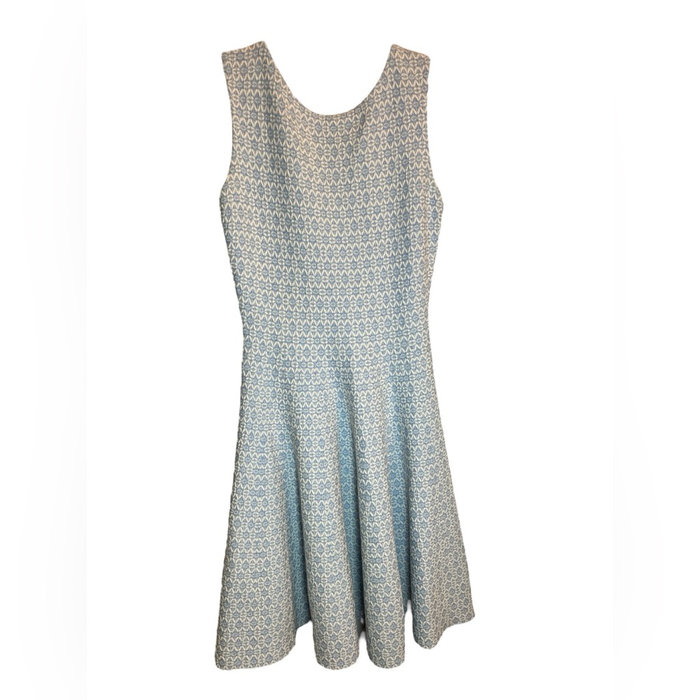 Milly Sky and Ivory Geometric Midi Dress